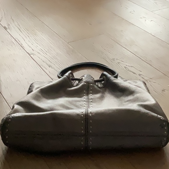 Michael Kors Metallic Pewter Pebbled Leather Double Handle Tote Handbag - Picture 7 of 8